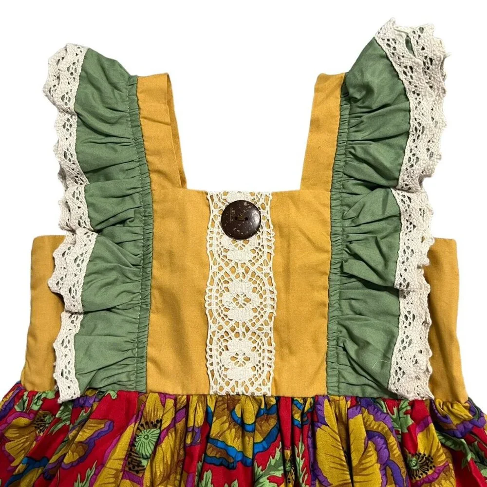 Widdle Me Sz 4 Bold Floral Lace & Ruffles Dress